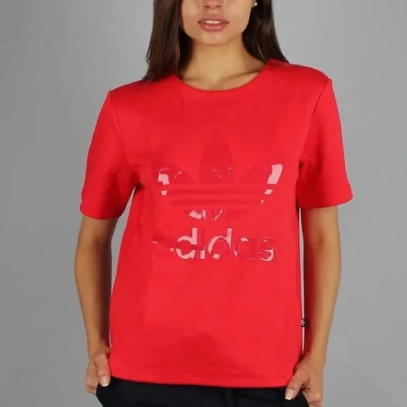 Adidas Trefoil Logo Womens Short Sleeve Half Zip Tee - Picture 3 of 5